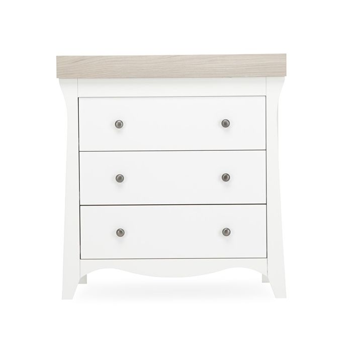 CuddleCo Clara Chest Changer White/Ash – Nursery Drawers - Cocun