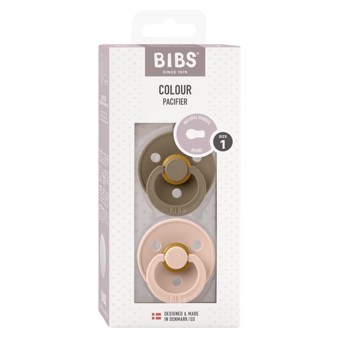Bibs Pacifier Round Collection 2 Pack Size 1 Dark Oak/Blush – Pacifiers - Cocun