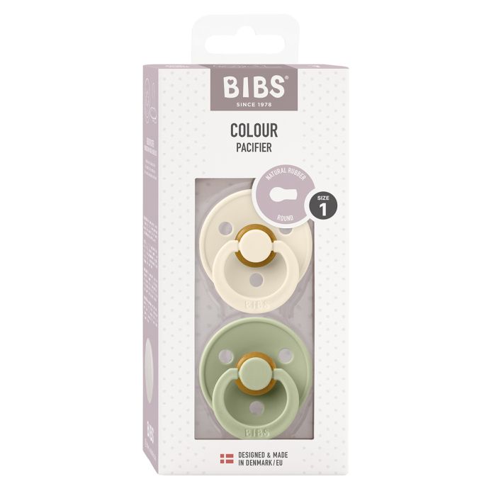 Bibs Pacifier Round Collection 2 Pack Size 1 Ivory/Sage – Pacifiers - Cocun