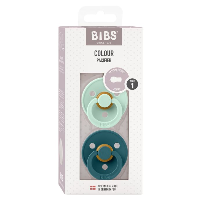 Bibs Pacifier Round Collection 2 Pack Size 1 Nordic Mint/Forest Lake – Pacifiers - Cocun