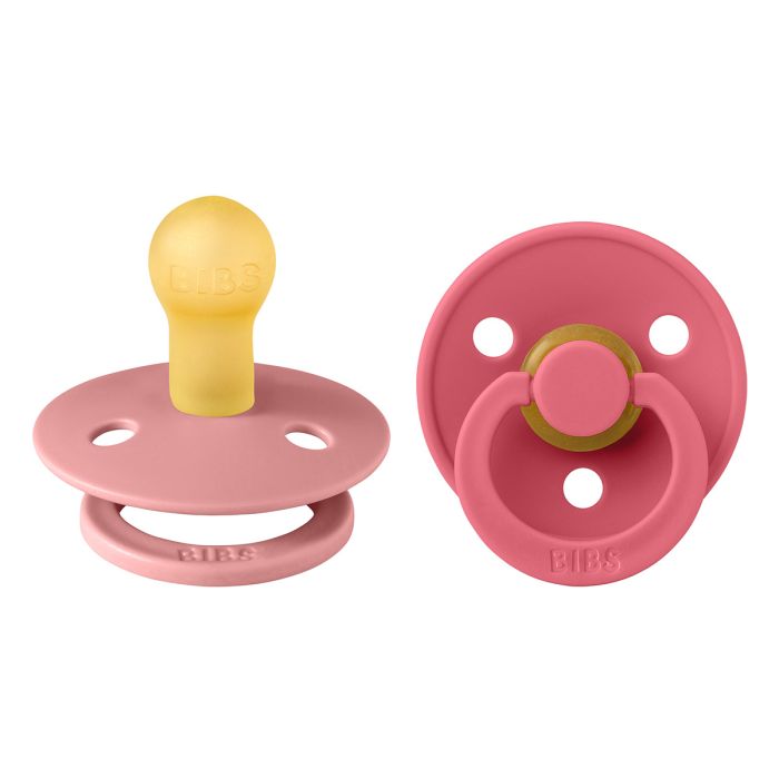 Bibs Pacifier Round Collection 2 Pack Size 1 Dusty Pink/Coral – Pacifiers - Cocun