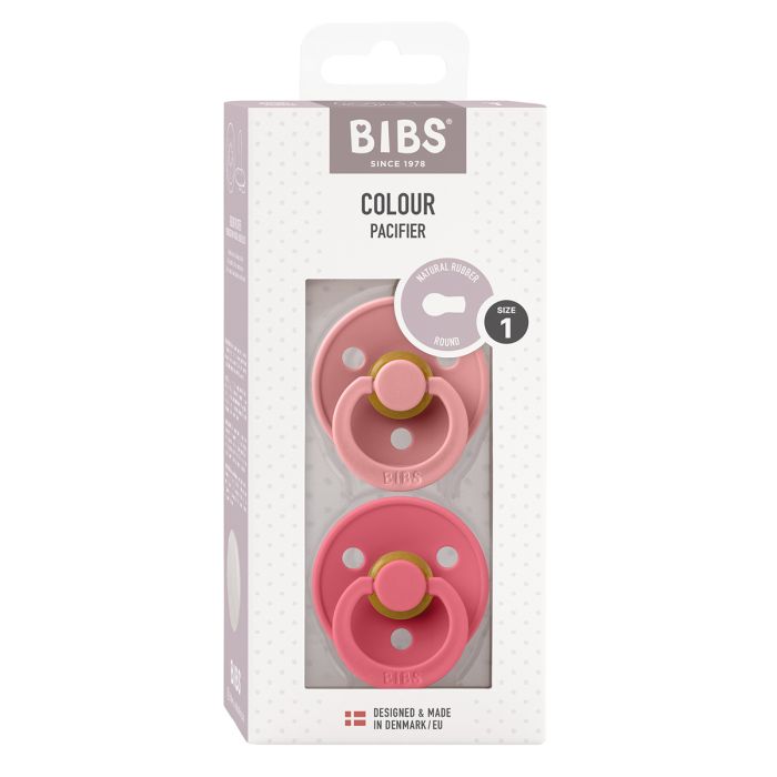 Bibs Pacifier Round Collection 2 Pack Size 1 Dusty Pink/Coral – Pacifiers - Cocun