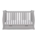 Obaby Stamford Classic Sleigh Cot Bed Warm Grey – Cots & Cot Beds - Cocun