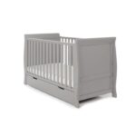Obaby Stamford Classic Sleigh Cot Bed Warm Grey – Cots & Cot Beds - Cocun