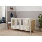 Tutti Bambini Alba Cot Bed White Sand/Distressed Oak – Cots & Cot Beds - Cocun
