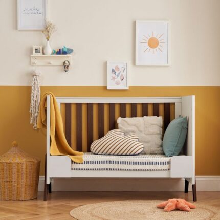 Tutti Bambini Fuori Mini Cot Bed Warm Walnut/White Sand – Cots & Cot Beds - Cocun