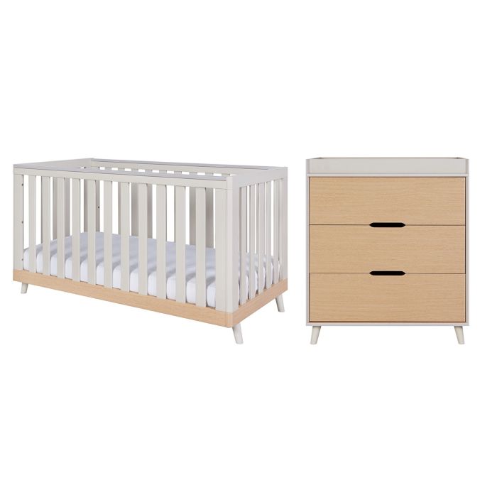 Tutti Bambini Hygge Cot Bed 2 Piece Room Set Light Oak/White Sand – Furniture Sets - Cocun