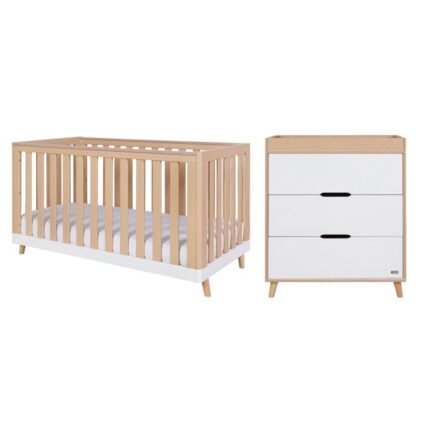 Tutti Bambini Hygge Cot Bed 2 Piece Room Set White/Light Oak – Furniture Sets - Cocun