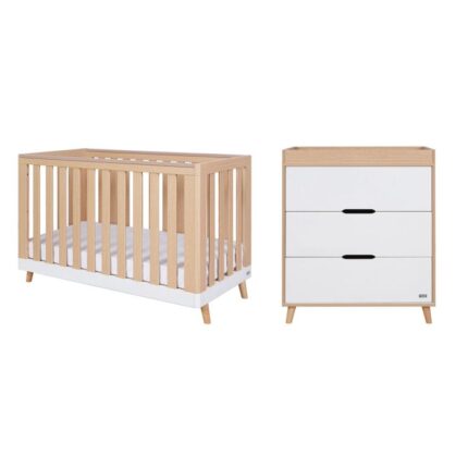 Tutti Bambini Hygge Mini Cot Bed 2 Piece Room Set White/Light Oak – Furniture Sets - Cocun